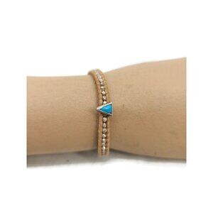 New Chan Luu Sterling Silver Turquoise Triangle Leather Bracelet